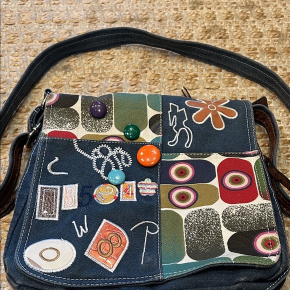 Vintage Y2K Stylish Multicolor Denim Patchwork Shoulder Bag - Picture 2 of 14